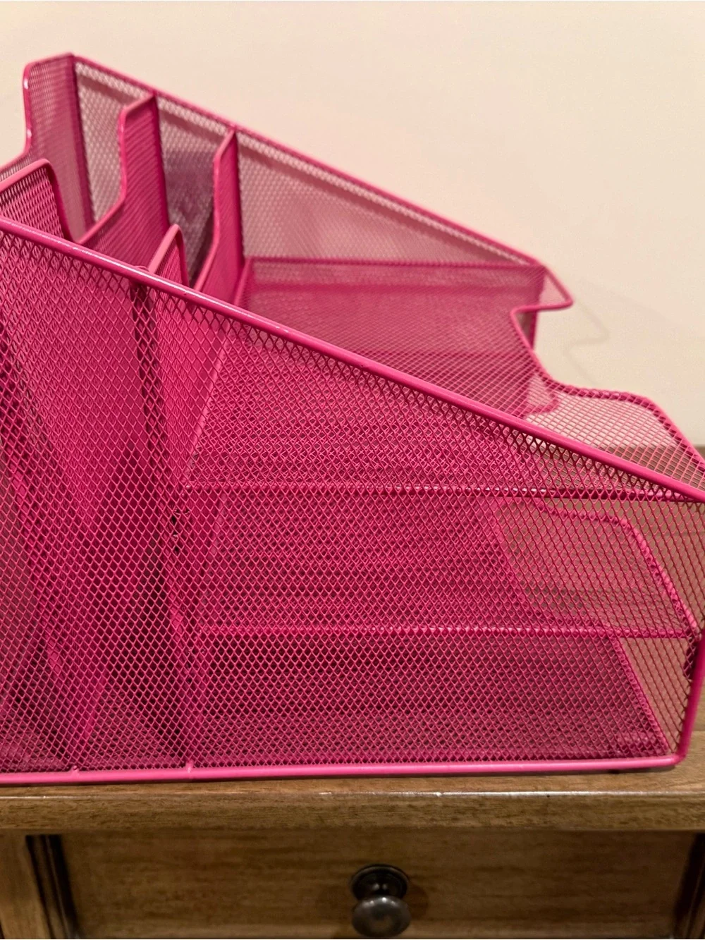 Vibrant Pink 3-Tier Mesh Desk Organizer - Brand